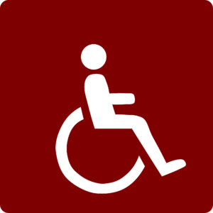 Illustration of a Wheelchair with a red background